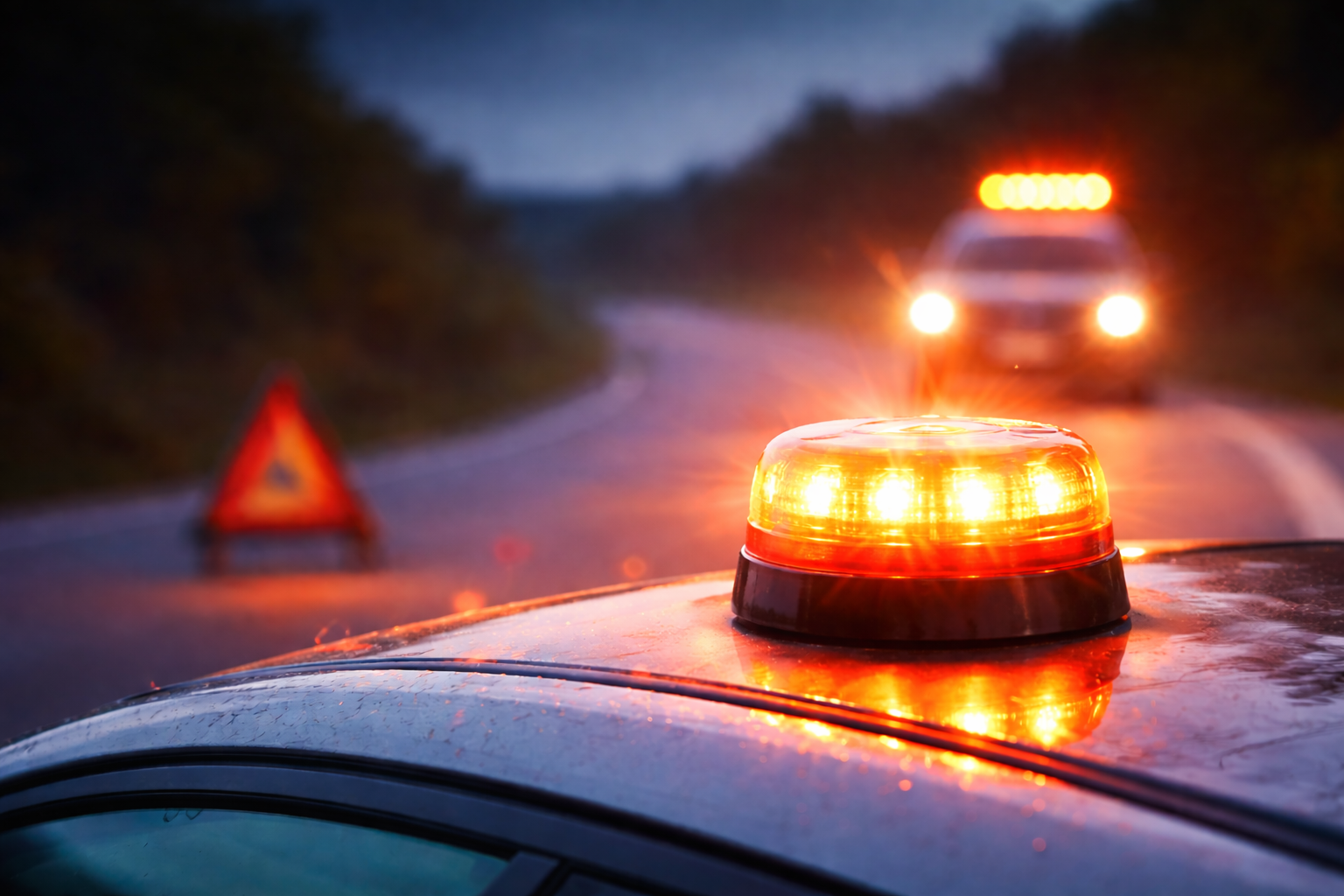 Baliza V16 en el techo del vehículo