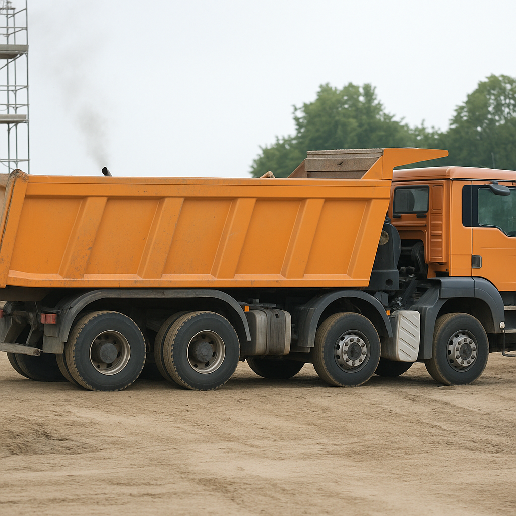 Camión parado con motor en marcha